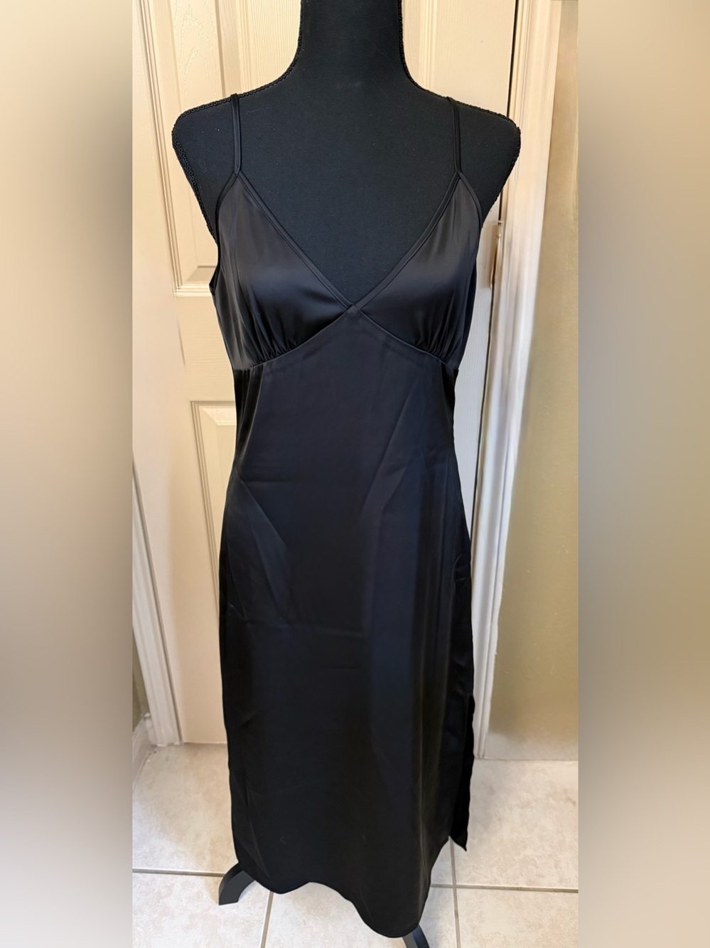 Song of Style Black Satin Slip Dress size M